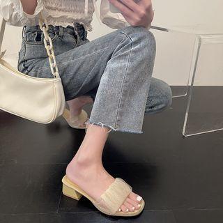 Chunky Heel Mesh Slide Sandals