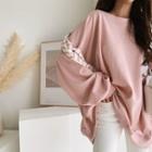 Extra-oversize Plain Sweatshirt Pink - One Size