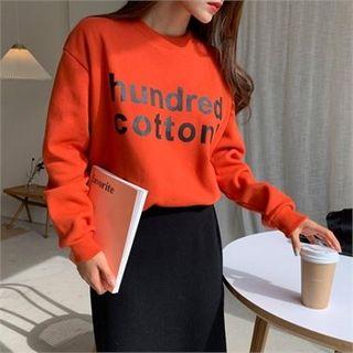 Letter-printed Fleece-lined Sweater