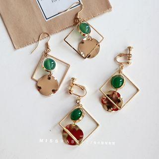 Metallic Geometric Gemstone Drop Earring