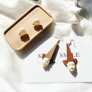 Face Wood Statement Earring
