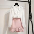 Ruffled Blouse / Mini A-line Skirt / Set