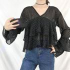 Dotted Layered Chiffon Blouse Black - One Size