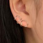 Alloy Cuff Earring 1 Pair - Clip On Earring - Love Heart - Silver - One Size
