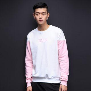 Long-sleeve Color-block Lettering Top