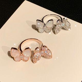 Cat Eye Stone / Rhinestone Butterfly Ring