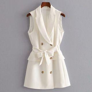 Double-breasted Tie Waist Vest