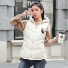 Bee Embroidered Hooded Padded Vest