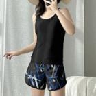 Set: Sleeveless Swim Top + Shorts + Swim Cap