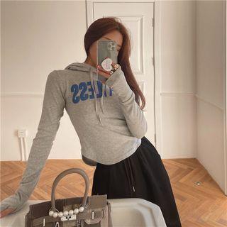 Lettering Hoodie / High-waist Jogger Sweatpants