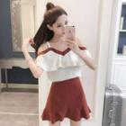 Set: Cut-out Shoulder Top + Skirts