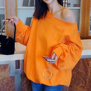 Cutout-neckline Off-shoulder Sweatshirt