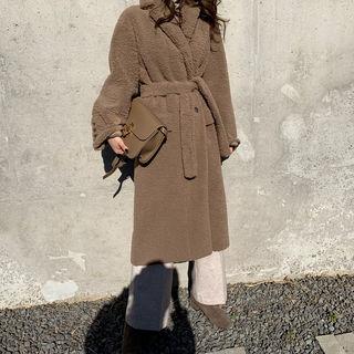 Notch-lapel Dumble Coat & Sash Brown - One Size