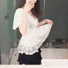 Bell-sleeve A-line Lace Top
