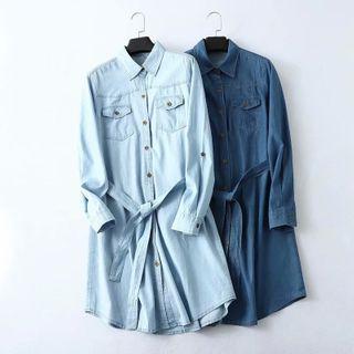 Denim Tie-waist Midi Shirtdress