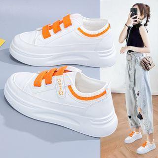 Adhesive Tab Two-tone Platform Sneakers