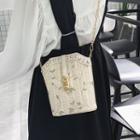 Faux Leather Panel Lace Bucket Bag