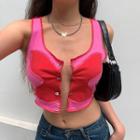 Heart Print Safety Pin-detailed Top