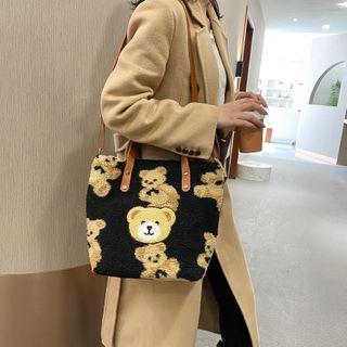 Bear Print Fleece Tote Bag
