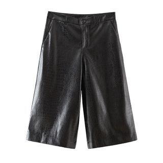 Faux Leather Capri Loose Fit Pants