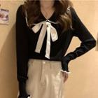 Bow Collared Knit Top