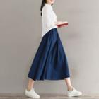 Set: Plain Shirt + Midi A-line Skirt