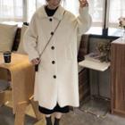 Fleece Button Coat White - One Size