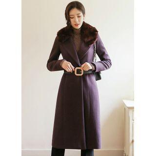 Belted Faux-fur Long Coat