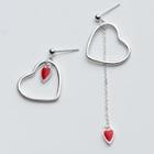 925 Sterling Silver Heart Non-matching Dangle Earring