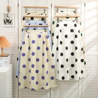 Polka-dot High-waist Midi Skirt In 5 Colors