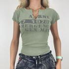 Short-sleeve Lettering Cropped Vintage T-shirt