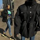 Pocket-trim Drawcord-waist Pelt Jacket