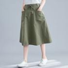Bow Detail Midi A-line Skirt