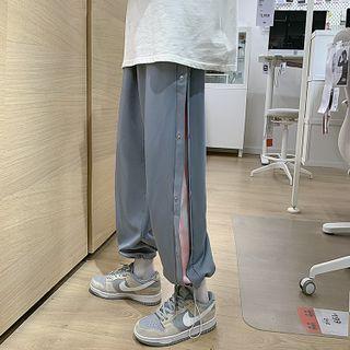 Contrast Panel Button-side Crop Sweatpants