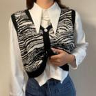 Marble Print Button-up Sweater Vest