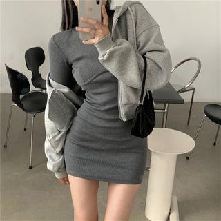 Plain Dress/plain Hoodie With Zip