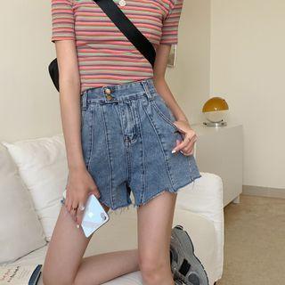 High-waist Asymmetrical Hot Pants
