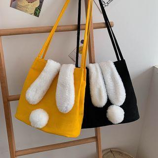 Rabbit Ear Applique Canvas Crossbody Bag