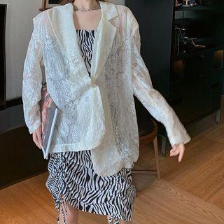 Lace V-neck Blazer / Sleeveless Drawstring Dress