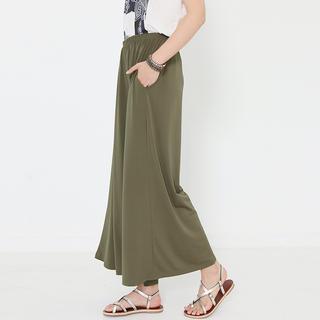 Banded-waist Wide-leg Pants