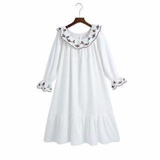 Bell-sleeve Floral Tiered Mini A-line Dress