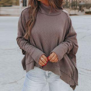 Mock-neck Irregular Batwing Sweatshirt