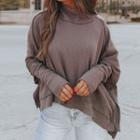 Mock-neck Irregular Batwing Sweatshirt