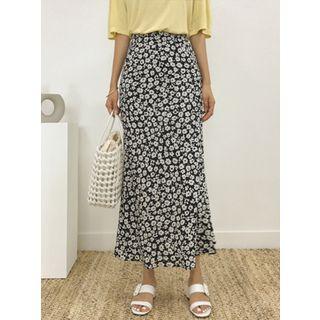 Flare-hem Floral Maxi Skirt