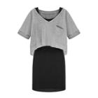 Set: Tank Dress + Short-sleeve Panel T-shirt