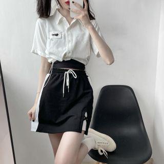 Short-sleeve Crop Shirt With Camisole Top / Mini Skirt / Shorts