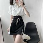 Short-sleeve Crop Shirt With Camisole Top / Mini Skirt / Shorts