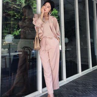 Set: Knit Button Jacket + Shorts