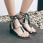 Pearl Lace Up Sandals