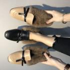 Faux Leather Furry-trim Moccasins